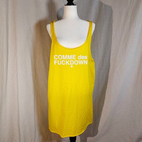 Comme Des F*ckdown yellow cotton  jersey tank dress, XL, NWT - Picture 2 of 7